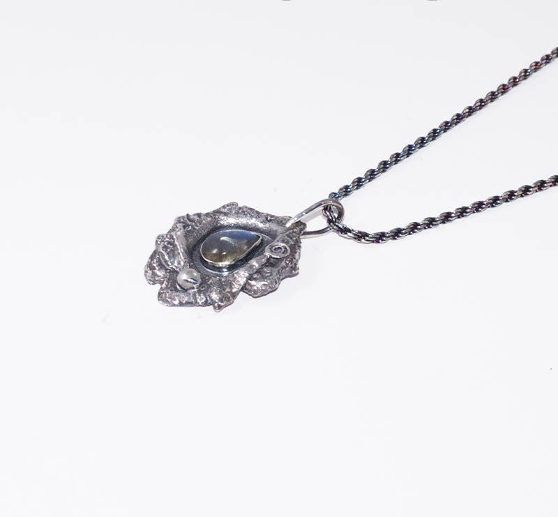 Re-Imagined Oxidized .925 Sterling Silver and Labradorite Pendant