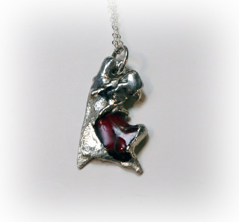 Re-Imagined .925 Sterling Silver Pendant - Red Glass